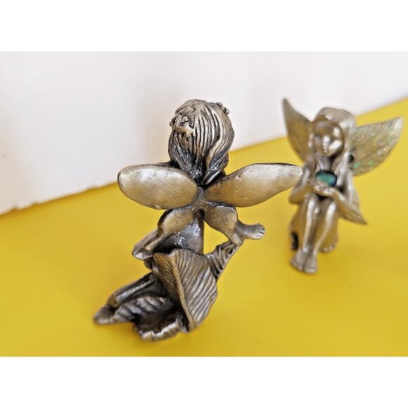 Vintage Pewter & Gemstone Fairies Figurines Lot of 5 - Picture 5 of 16